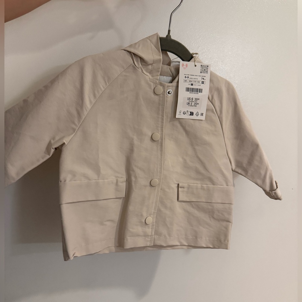 NWT Zara Kids Hooded Raincoat - Size 6-9 months
